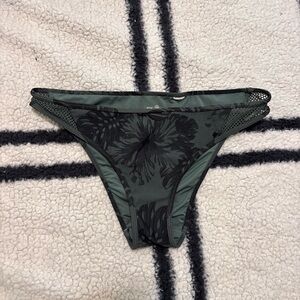aerie Green Floral Mesh-Trim Bikini Bottom